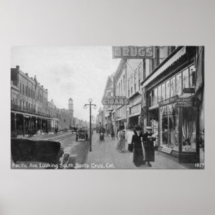 Póster Santa Cruz, CA - mirada pacífica de la avenida