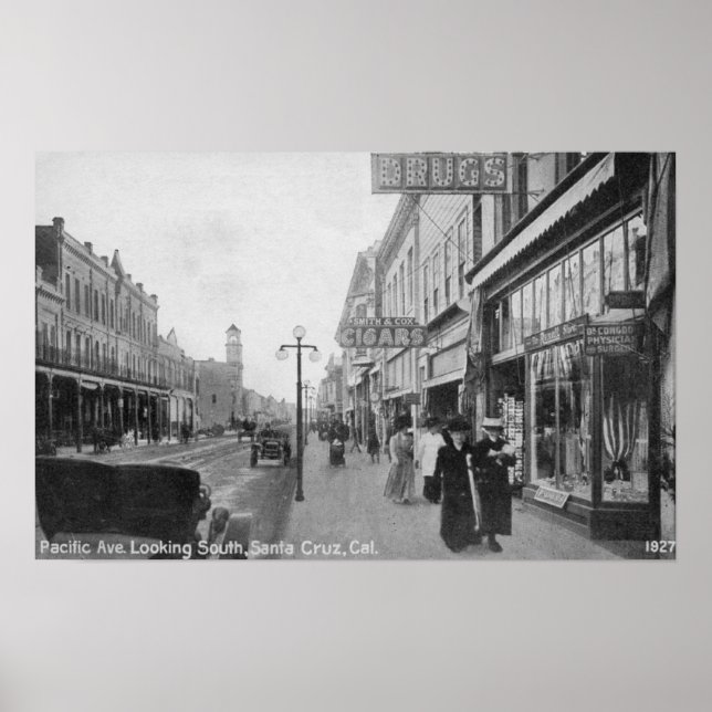 Póster Santa Cruz, CA - Pacific Avenue (Frente)