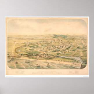 Póster Santa Cruz, California. Mapa Panorámico (1586A) - 