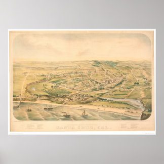 Póster Santa Cruz, California. Mapa Panorámico (1586A) - 