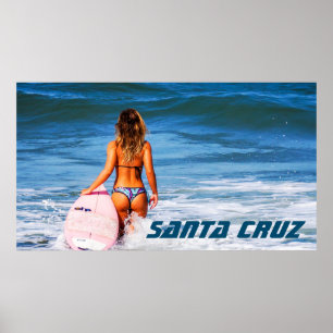 Póster Santa Cruz California Surfer girl