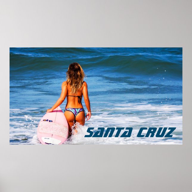 Póster Santa Cruz California Surfer girl (Frente)