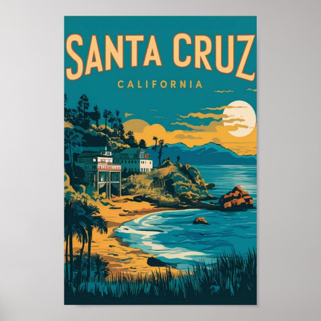 Póster Santa Cruz California Viajes (Frente)