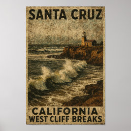 Póster Santa Cruz California West Cliff Steamer Lane