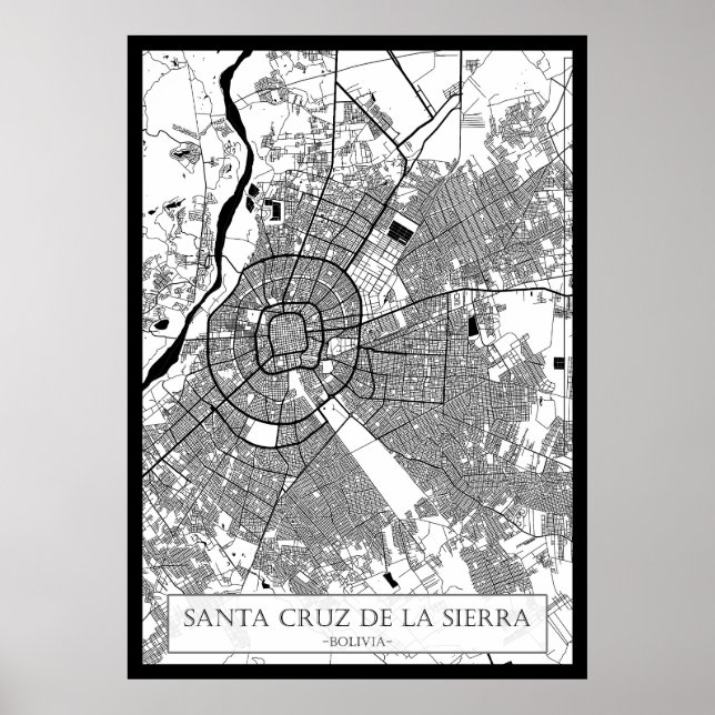 Póster Santa Cruz de la Sierra Bolivia City Map (Frente)