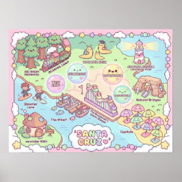 Póster Santa Cruz Fantasy Map – Mythical Coastal Art Prin