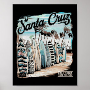 Póster Santa Cruz Hombres Mujeres California Atardecer Re