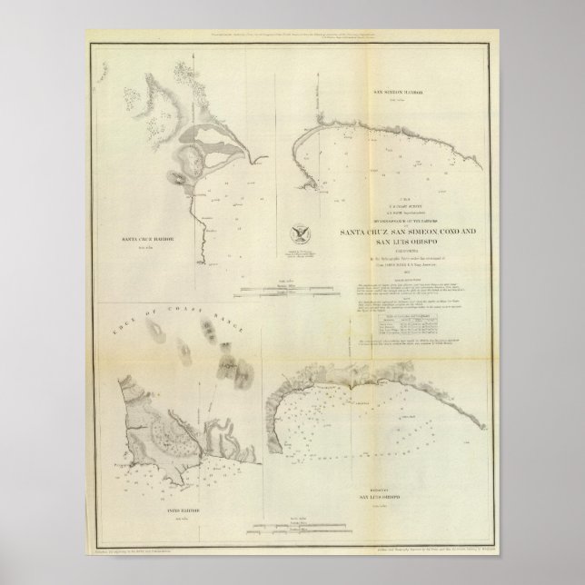 Póster Santa Cruz, San Simeon, Coxo, San Luis Obispo (Frente)