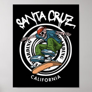 Póster Santa Cruz Skater Relajado Esqueleto de California