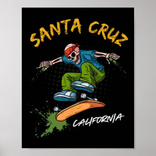 Póster Santa-cruz Skeleton Skateboard Beach Funny Hallowe