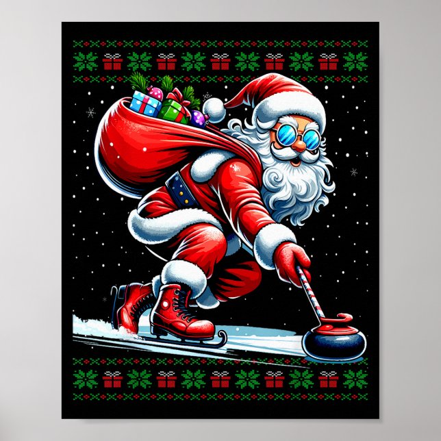 Póster Santa Curling Ugly Christmas Sweater  (Frente)