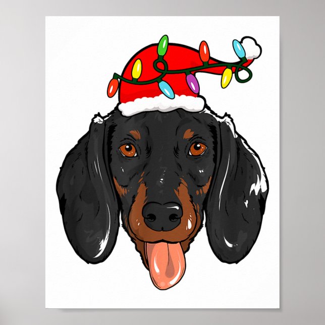 Póster Santa Dachshund Light Christmas  (Frente)