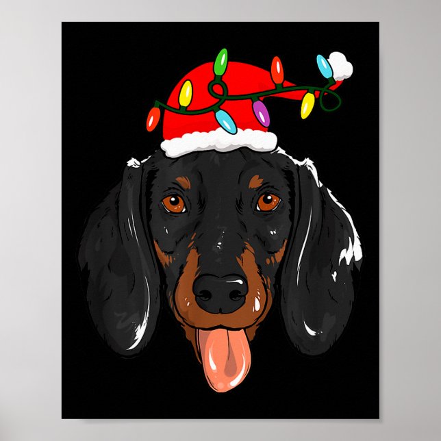 Póster Santa Dachshund Light Christmas  (Frente)