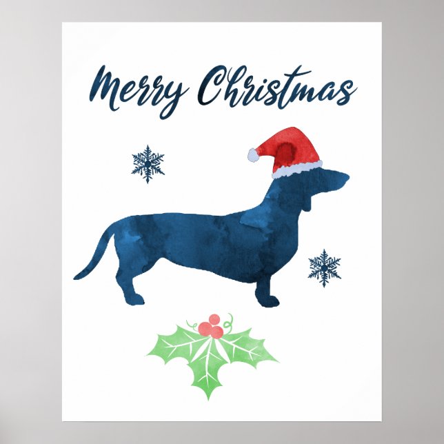 Póster Santa Dachshund - Navidades Doxie (Frente)