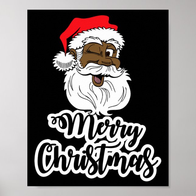 Póster Santa de guiño negro alegre navidad afroamericana (Frente)