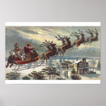 Santa de la Vintage en Sleigh Flying