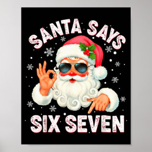 Póster Santa de Navidad Dice 6 7 Seis Siete Generación Z 