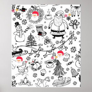 Póster Santa de Navidad Retro