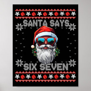 Póster Santa Dice Seis Siete 67 Meme Divertido Seis Siete