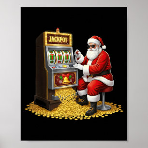 Póster Santa divertido de máquina tragaperras gráfico de