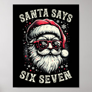 Póster Santa divertido de Navidad Seis Siete 6-7 Meme Rot