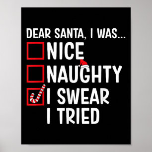 Póster Santa Divertido Malo Lo Juro Intenté Navidad