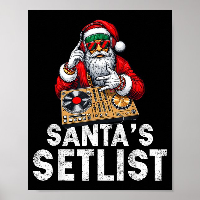 Póster Santa Dj Musician Santa’s Setlist House Music  (Frente)