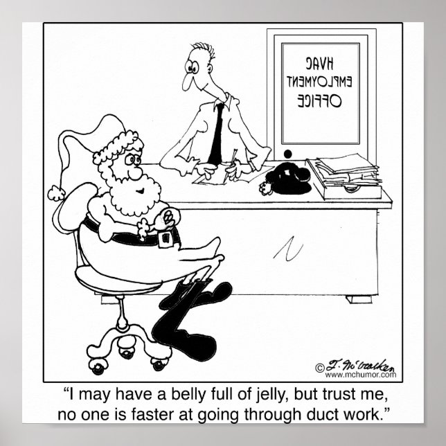 Póster Santa en una oficina de empleo de calefacción y ai (Frente)