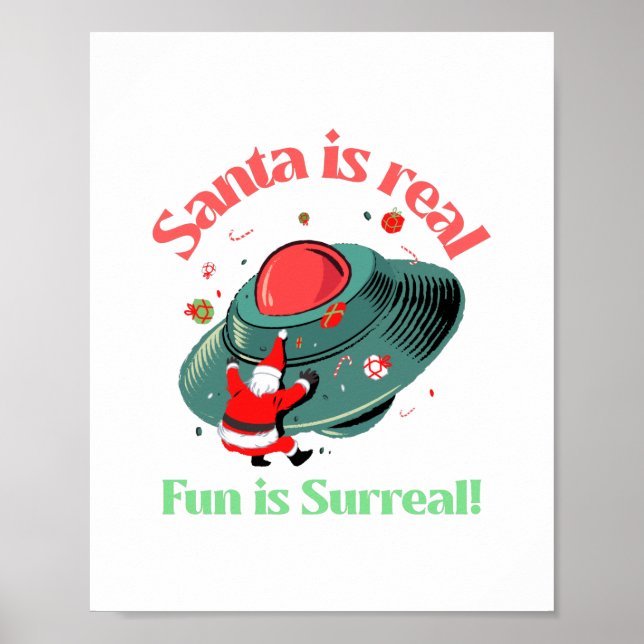 Póster Santa es verdadera diversión es surrealista (Frente)