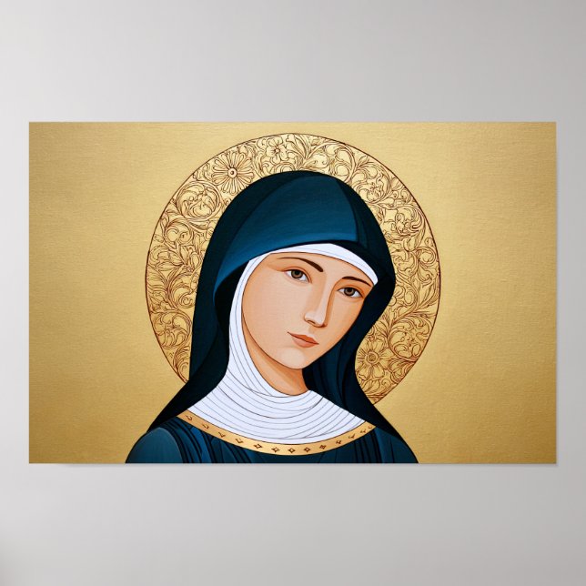 Póster Santa Escolástica: Corazón de Oración (Frente)