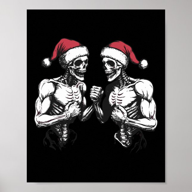 Póster Santa Esqueleto Lucha Libre Luchador Halloween Nav (Frente)