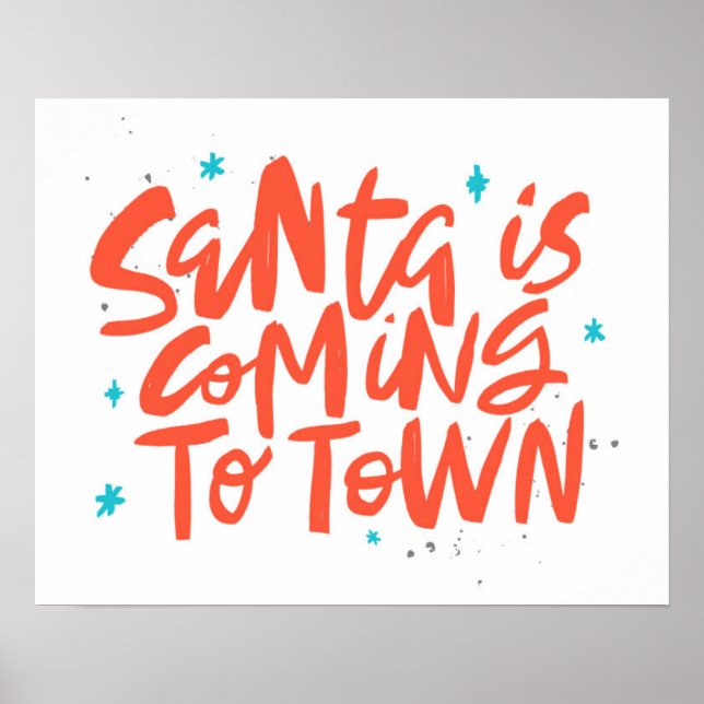 Póster Santa está llegando al diseño de las vacaciones en (Frente)