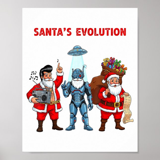 Póster Santa Evolution Robot Clic Future Funny Christmas  (Frente)