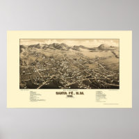 Santa Fe, Mapa Panorámico NM - 1882