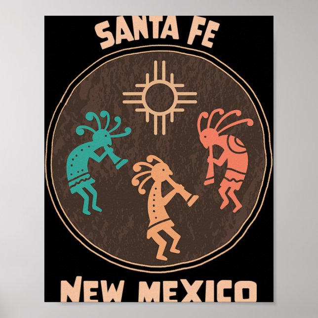 Póster Santa Fe New Mexico Kokopelli Vacation Souvenir  (Frente)