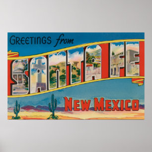 Póster Santa Fe, New Mexico - Large Letter Scenes