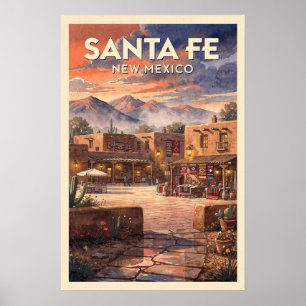 Póster Santa Fe Nuevo México Viaje Vintage