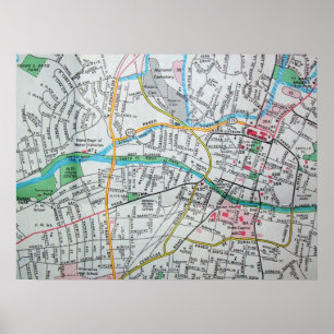 Póster Santa Fe, poster del mapa del vintage del
