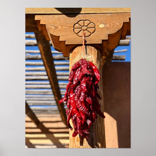 Póster Santa Fe Red Chili Ristra Corbal Nuevo México (Frente)