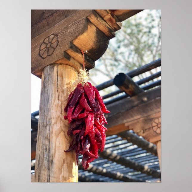 Póster Santa Fe Red Chili Ristras Corbal Nuevo México Pos (Frente)