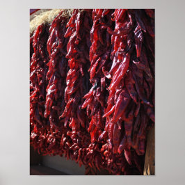 Póster Santa Fe Red Chili Ristras Nuevo México