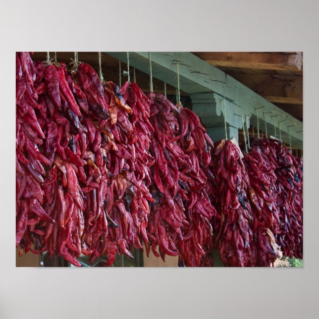 Póster Santa Fe Red Chili Ristras Nuevo Poster de México (Frente)