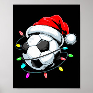 Póster Santa Fútbol Luces de Navidad Niños Niñas Mujeres