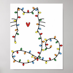 Póster Santa Gato Enfrentado En Árbol De Navidad Enciende