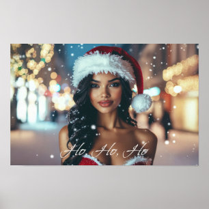 Póster Santa Girl - Ho Ho Ho - Navidad