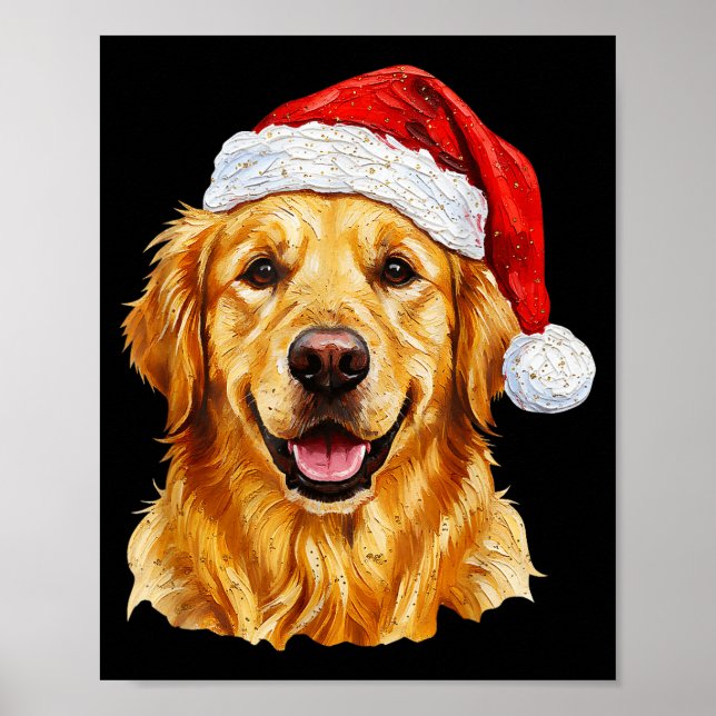 Póster Santa Golden Retriever Christmas Golden Retriever  (Frente)
