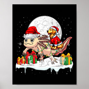 Póster Santa Golden Retriever Riding Axolotl Navidades Ow