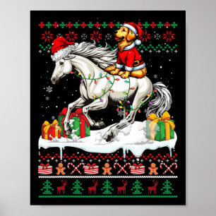 Póster Santa Golden Retriever Rige Horse Navidades Swea