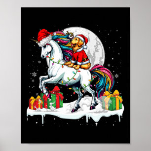 Póster Santa Golden Retriever viajando Navidades de Unico