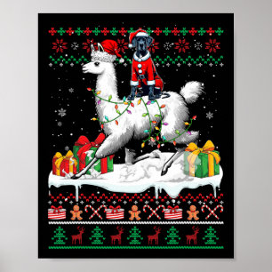 Póster Santa Great Dane Riding Llama Navidades Sweater Lo